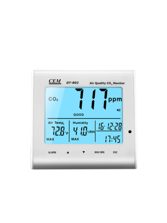 Анализатор CO2, часы, температуры и влажности CEM DT-802 купить по низкой цене | МАКСПРОФИТ